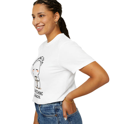 Sipping Tea, Watching Chaos — Observational T-Shirt