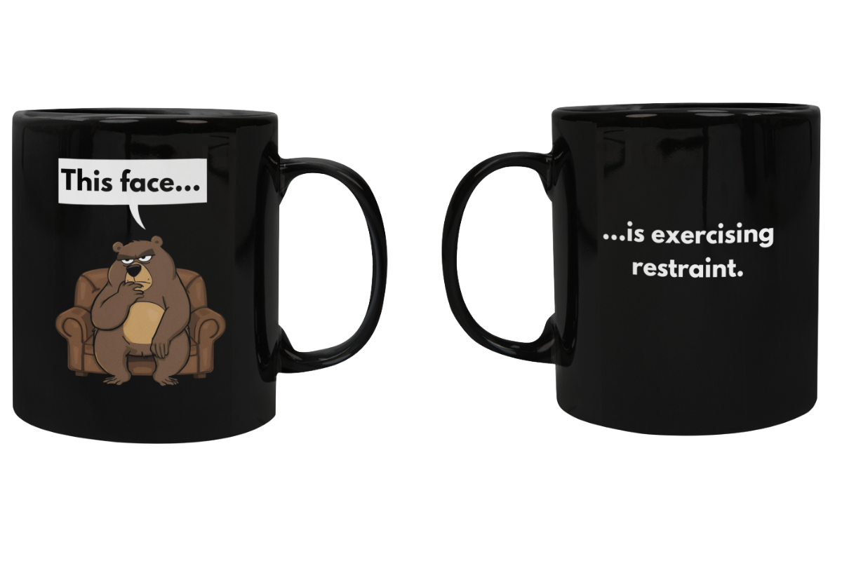 Restraint — Black Ceramic Mug (11oz)